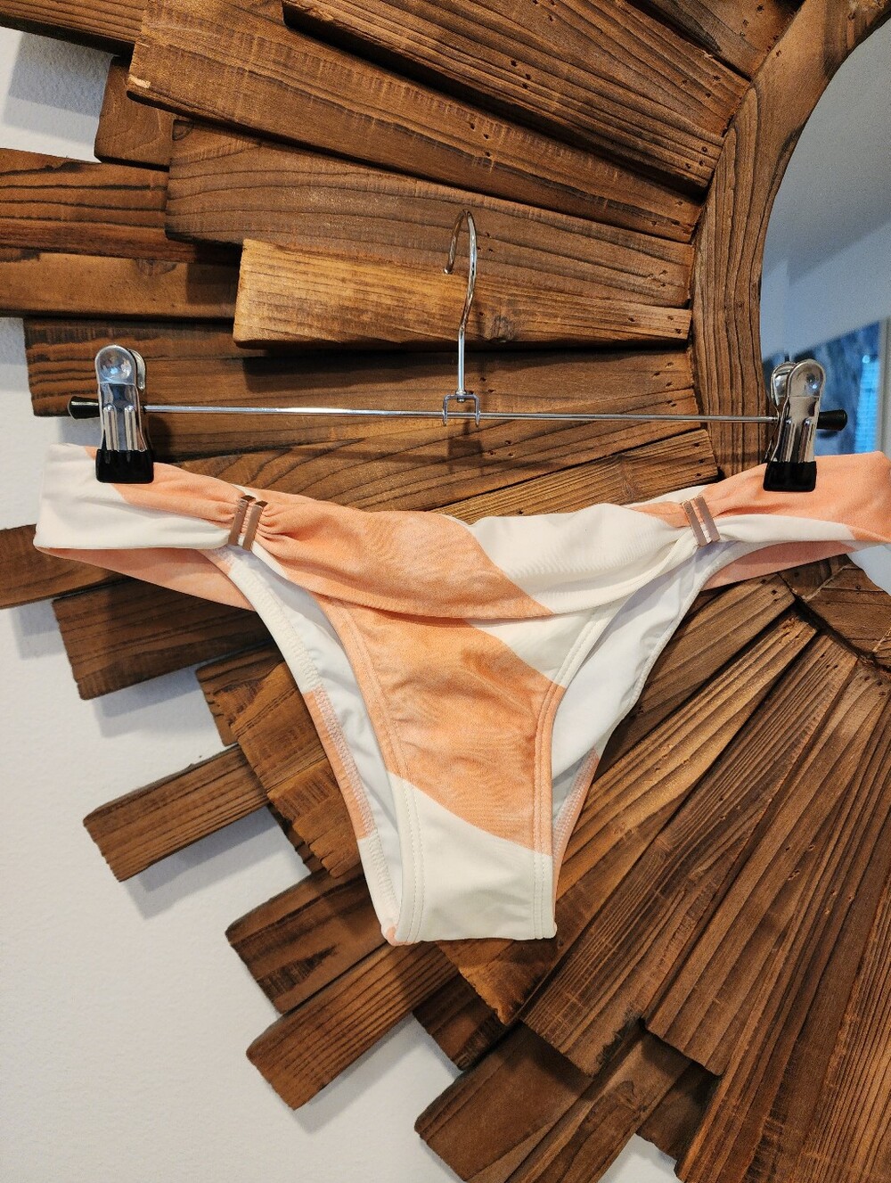 NEW! VIX PAULA HERMANNY SZ Small Peach White Striped Bikini Bottom